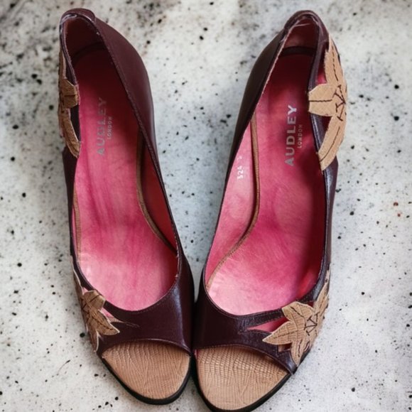 Audley  Leather Floral  Espadrille Open Toe Wedge Sandals  Size 8.5 - Picture 9 of 14